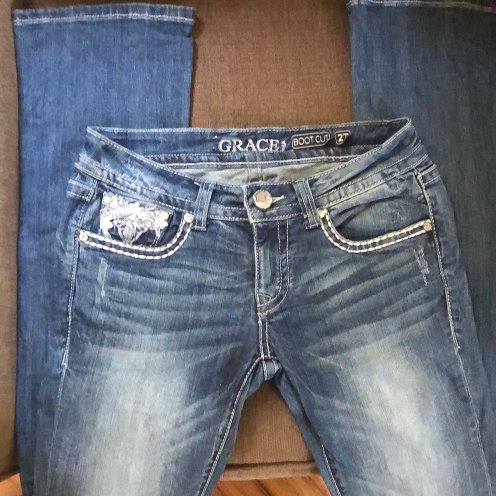 Low rise boot cut jeans